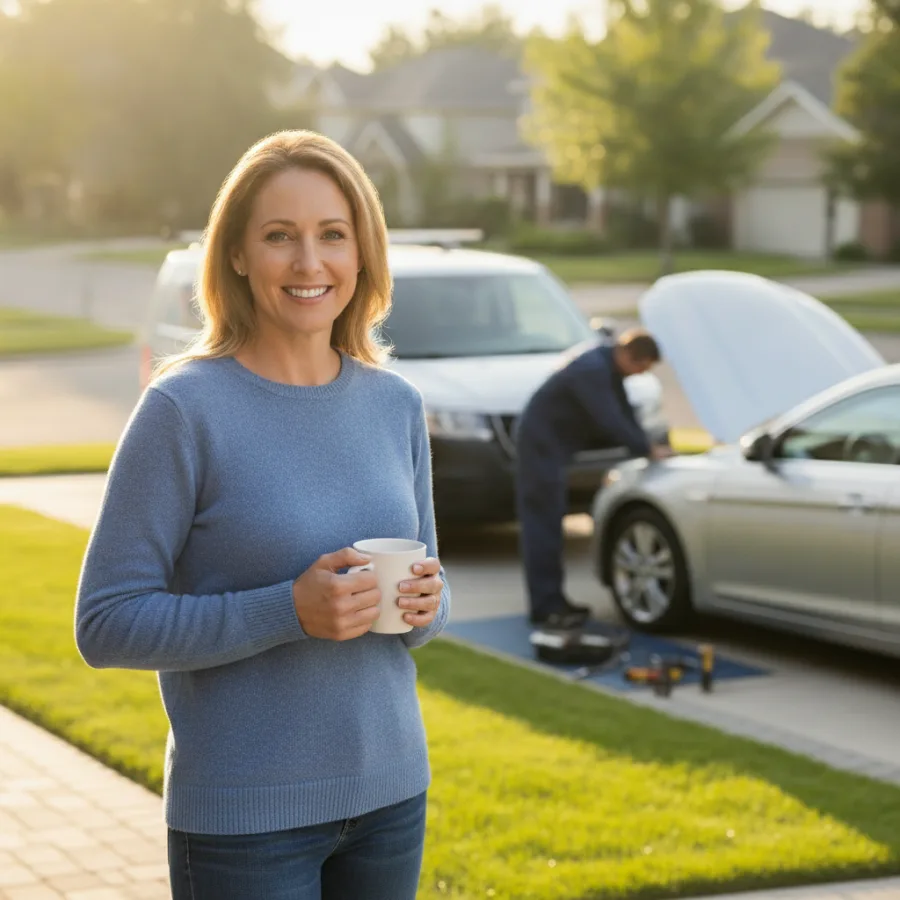 Happy Cruu customer during a driveway service