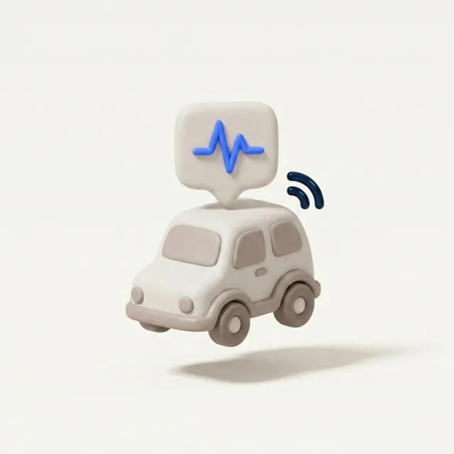 Connected car with diagnostics speech bubble