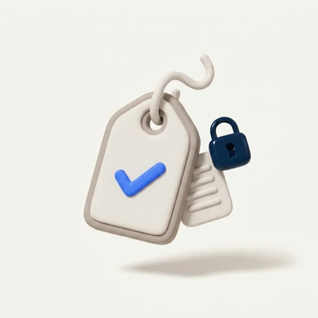 Price tag with approval checkmark